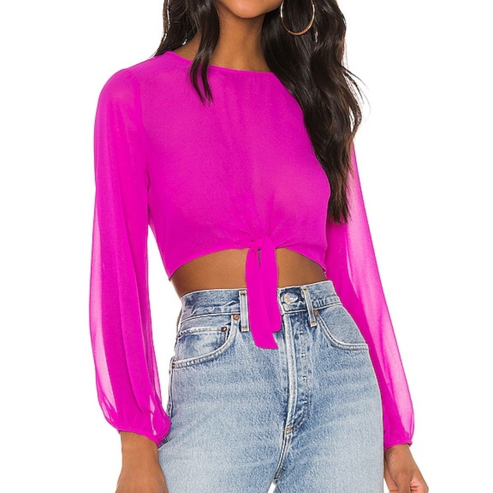 Superdown Tie front Blouse